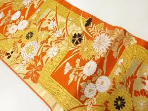 アンティーク　草花模様織出し袋帯（材料）